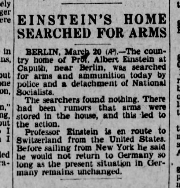 Einstein's Home Searched For Arms