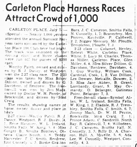  - Carleton Place Attract Crowd Harness Races of...