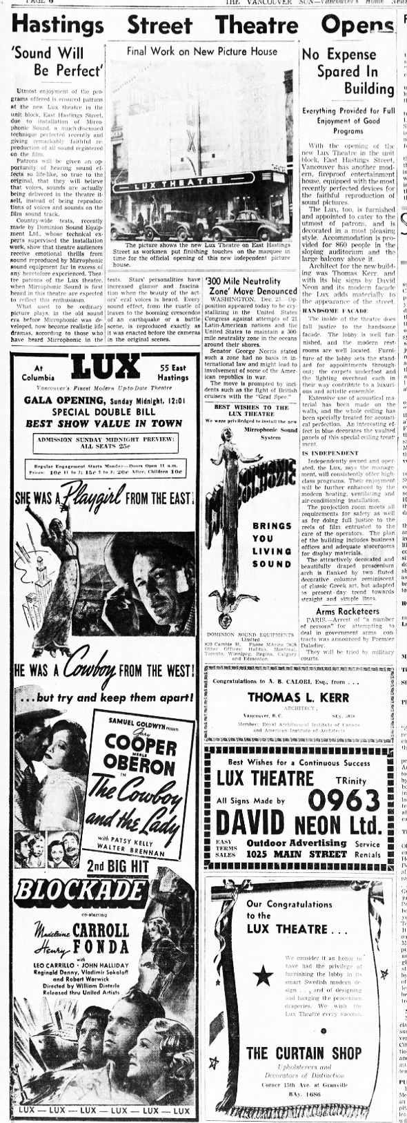 Lux theatre opening