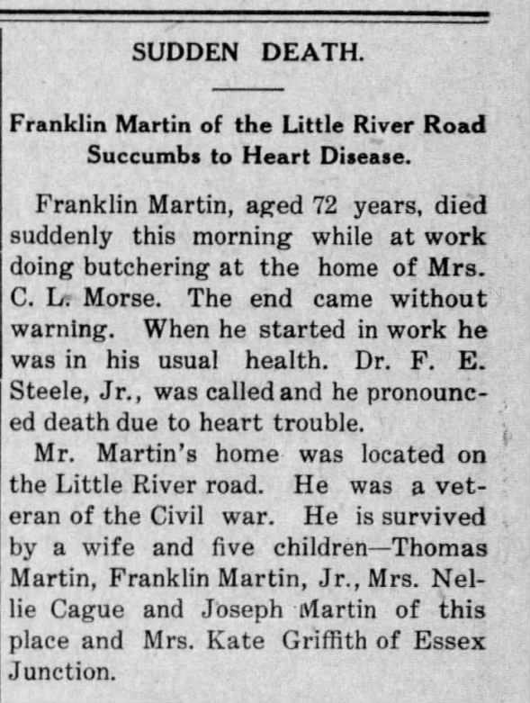 Obituary for Franklin Martin (Aged 72)