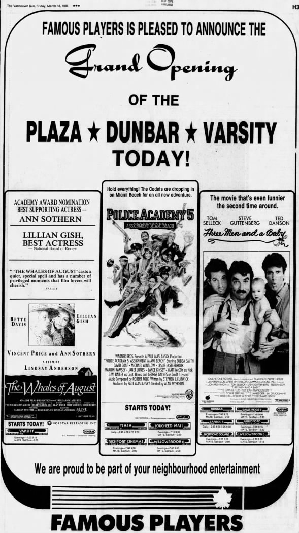 Dunbar, Plaza, and Varsity reopenings