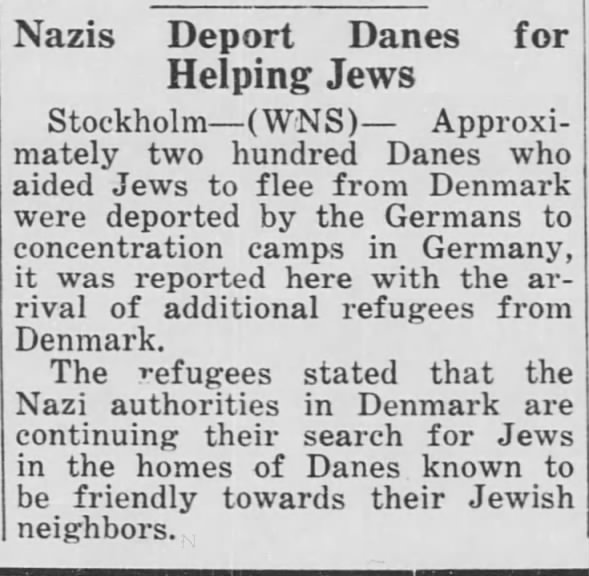 Nazis Deport Danes for Helping Jews