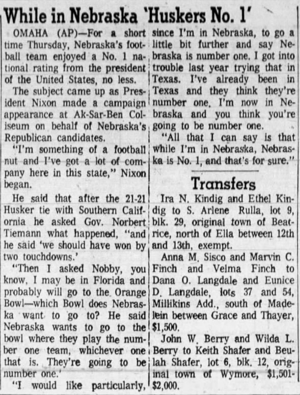1970.10.29 Nixon on Huskers