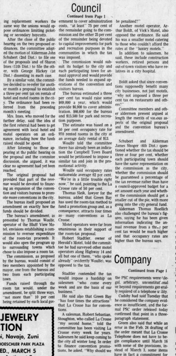 1975-03-05 Chamber earlier proposed room tax, now identifies how room tax would be spent