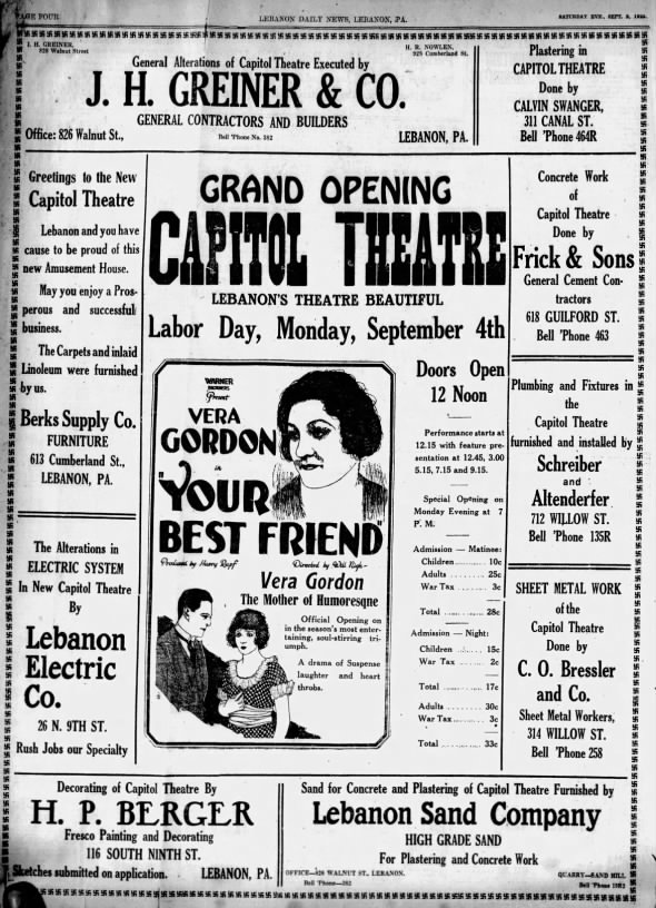 Capitol theatre opening