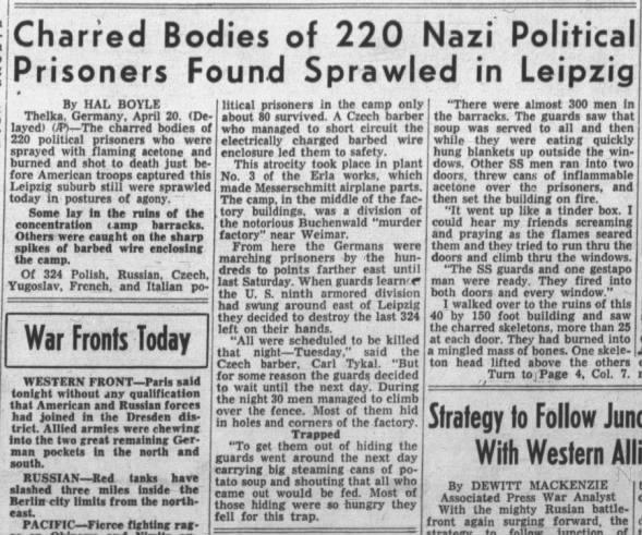 Charred Bodies of 220 Nazi Political Prisoners Found Sprawled in Leipzig