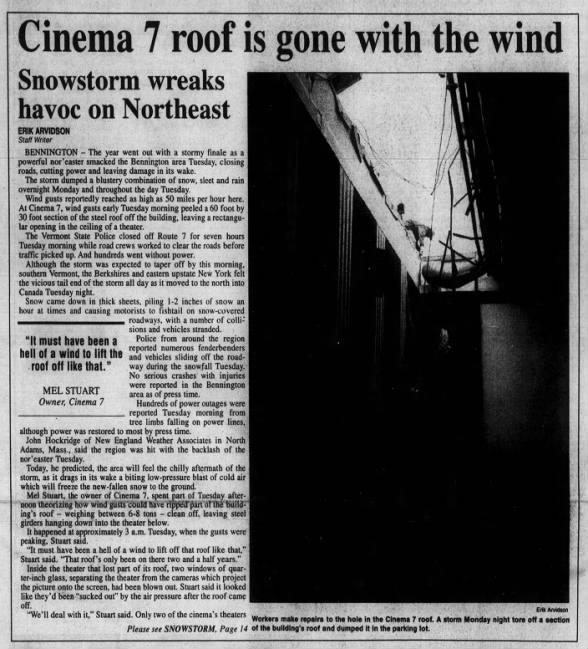 Cinema 7 roof gone with the wind