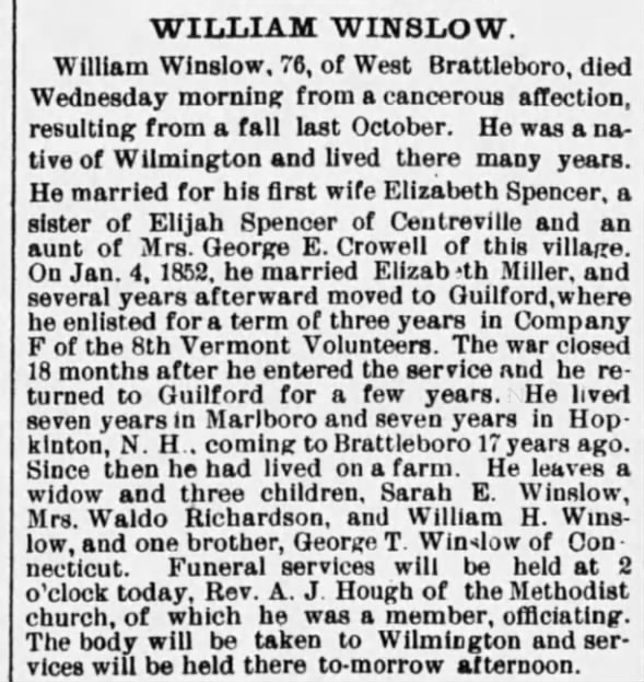 Obituary for WILLIAM Winslow (Aged 76)