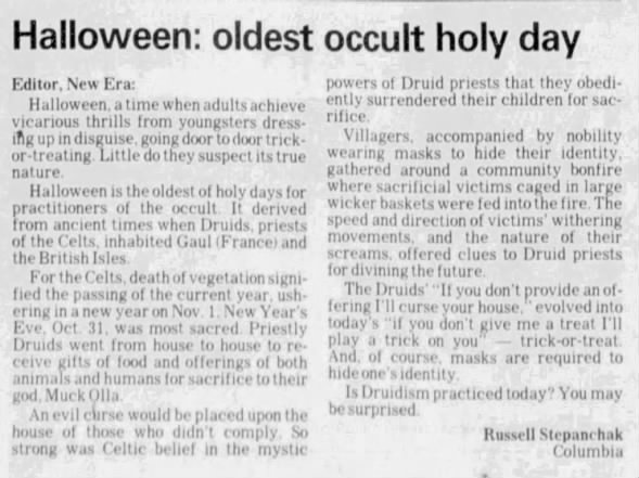 Halloween: oldest occult holy day