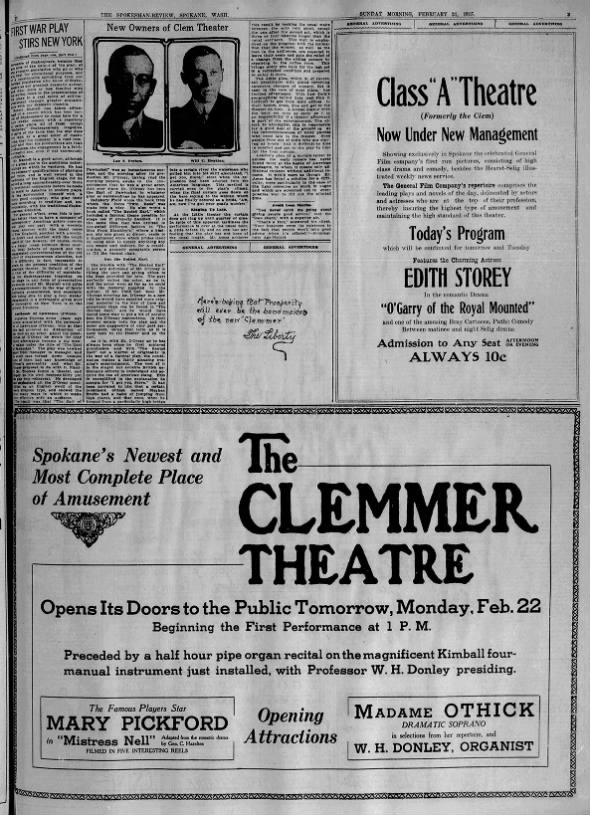 Clemmer theatre  and Class A
                  opening