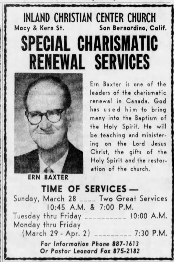 Baxter preaching for Leonard Fox in 1971