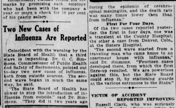 Two New Cases of Influenza Are Reported
spanish influenza