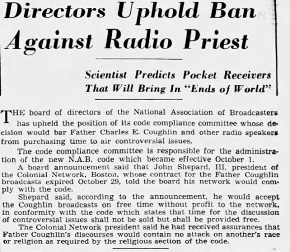 Directors Uphold Ban Against Radio Priest