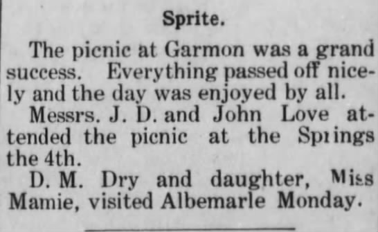  - Sprite. The picnic at Garmon was a grand...