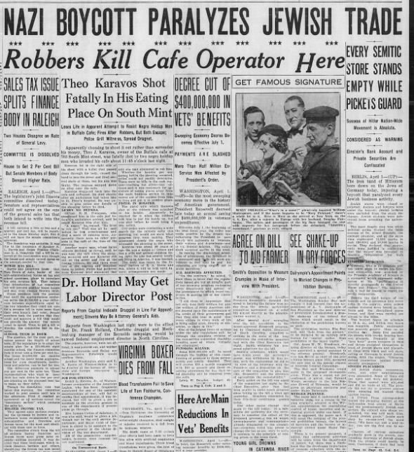 Nazi Boycott Paralyzes Jewish Trade