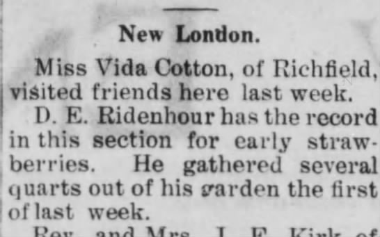  - New London. Miss Vida Cotton, of Richfield,...