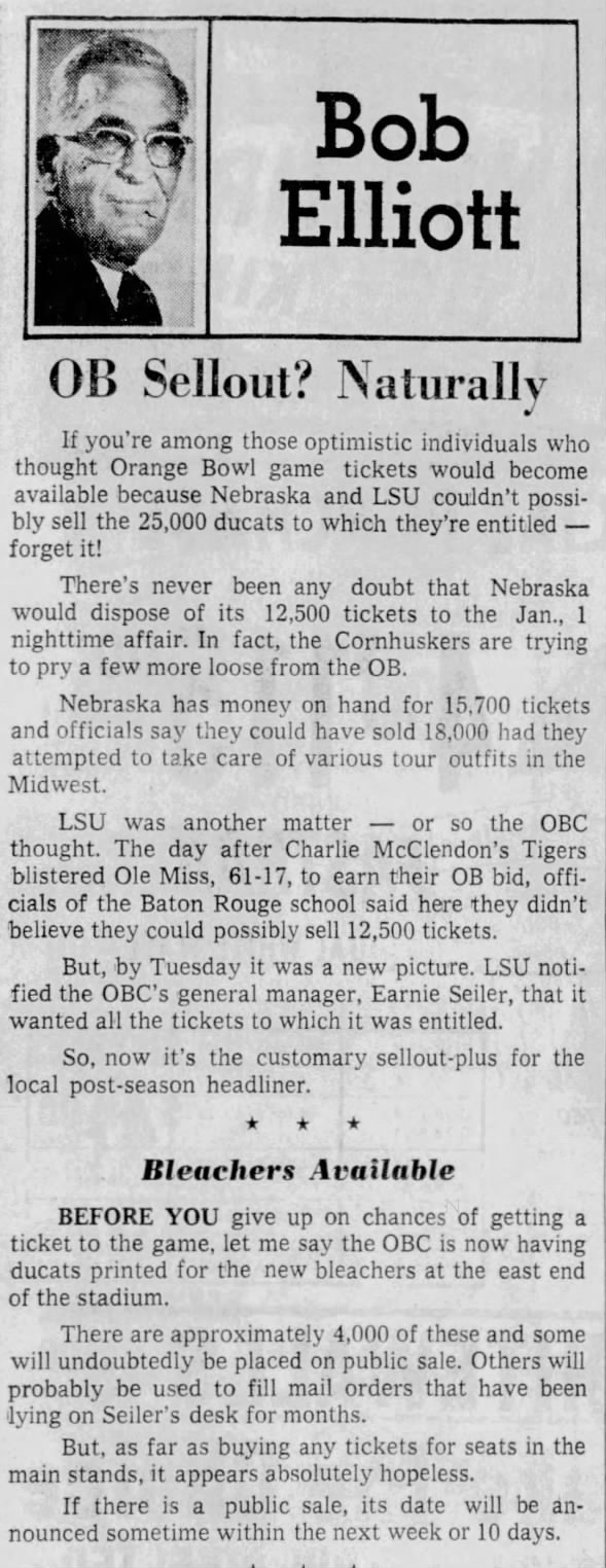 1970.12.10 Orange Bowl ticket demand