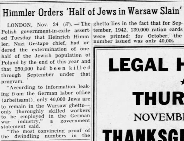 Himmler Orders 'Half of Jews in Warsaw Slain'