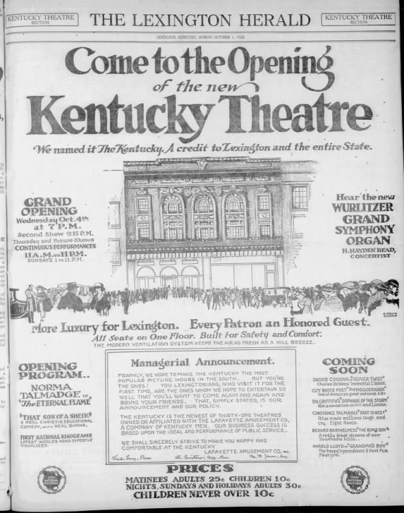 Kentucky Theatre opening
