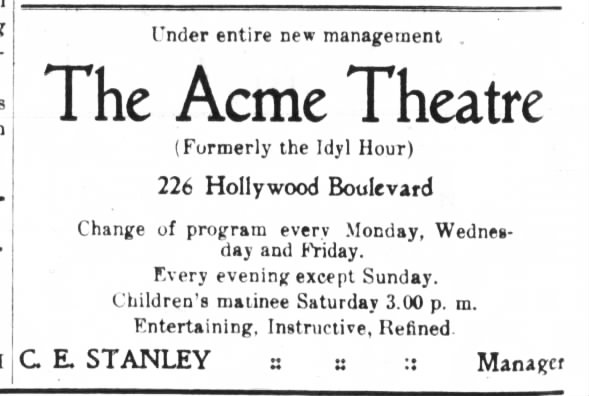 Idyl Hour renamed Acme theater