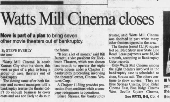 Watts Mill Cinema closes