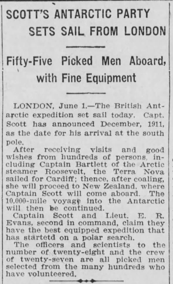 Scott's British Antarctic Expedition begins