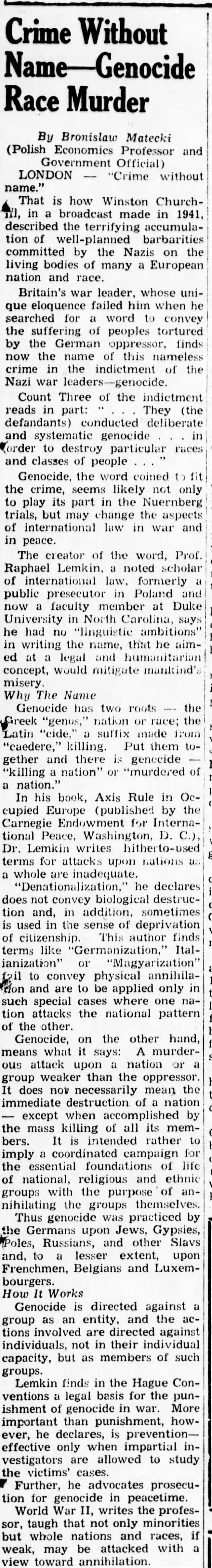 Crime Without Name—Genocide Race Murder