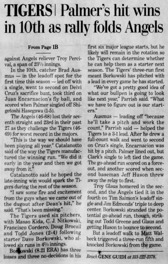 Sat 8/14/99: Tigers 8, Angels 7 (pg 2 of 2) - 
