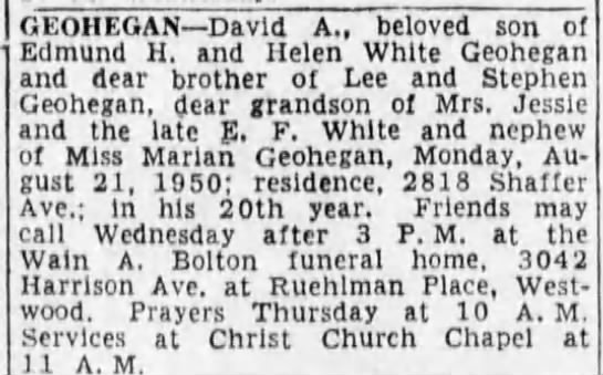 Obituary: David A. Geohegan - 