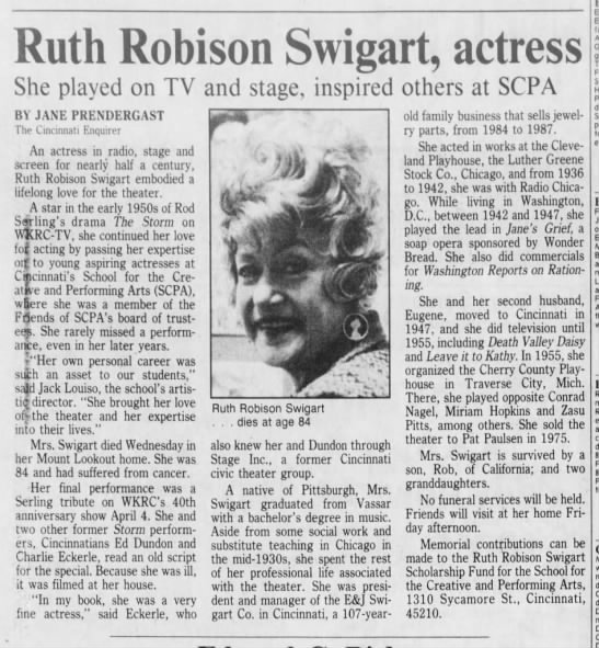 Ruth Robison Swigart - obituary - 