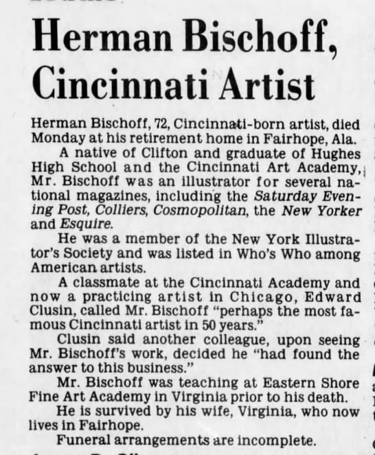 Obituary - Herman E. Bischoff - 