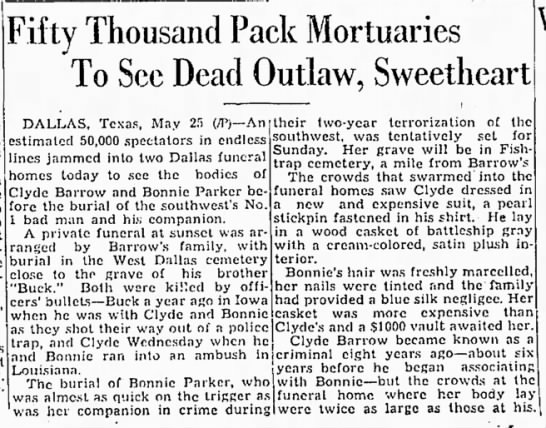 Thousands come to see Bonnie and Clyde's bodies before burial - 