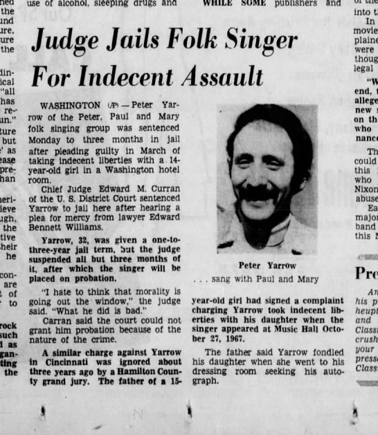Judge Jails Folk Singer for Indecent Assault - 