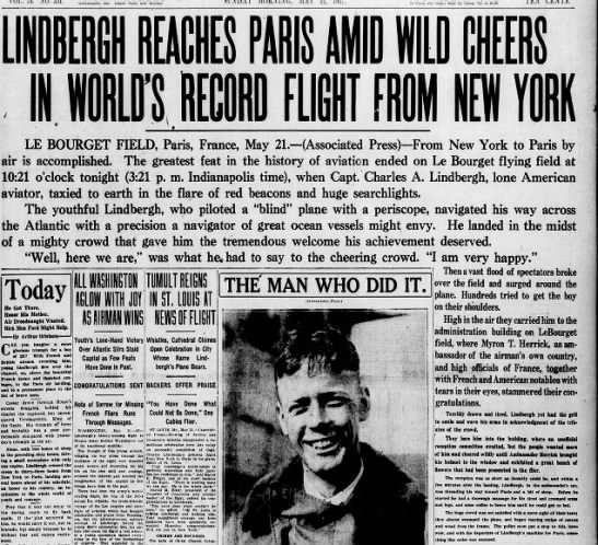 Lindbergh lands in Paris - 