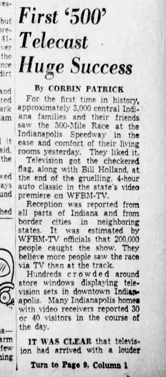 first televised 500 - 