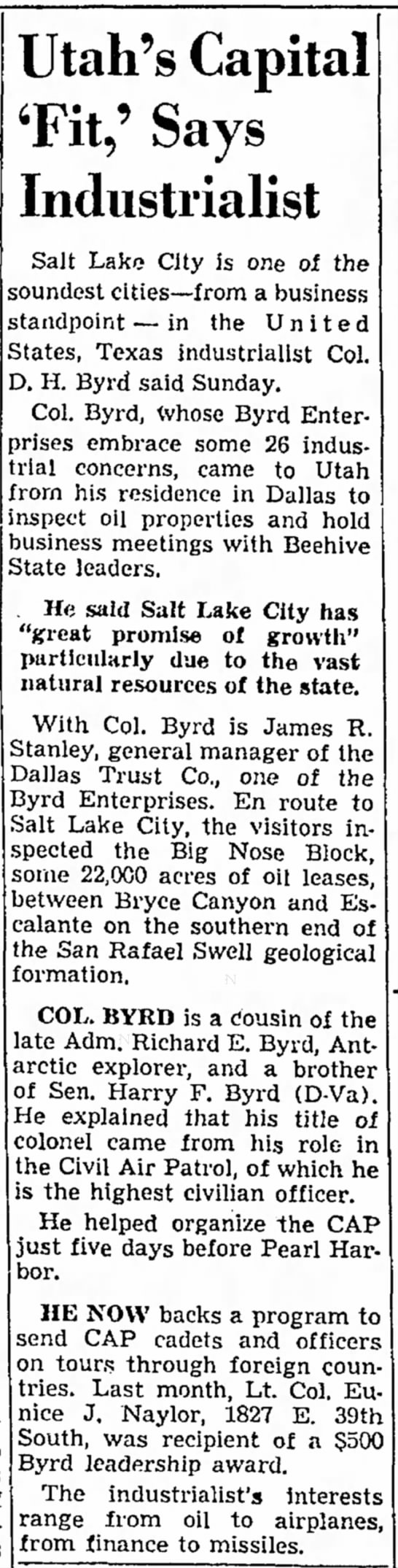 D.H. Byrd_Dallas Trust_Utah_1958 - 