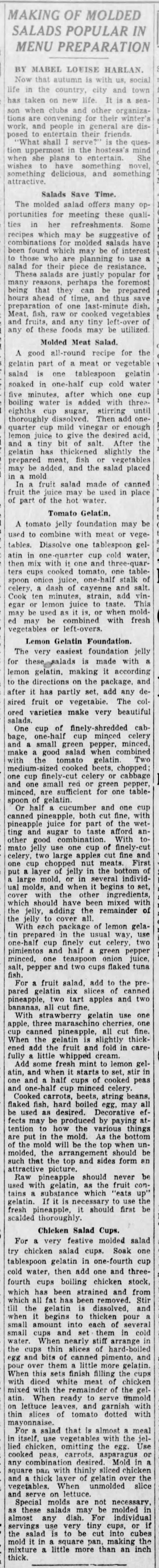 Molded salad recipes from 1929 - 