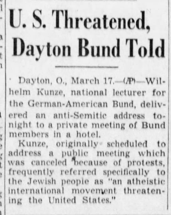 U.S. Threatened, Dayton Bund Told - 