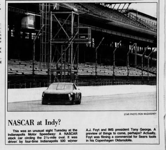 AJ Foyt driving NASCAR stock car at Indy in 1991 - 