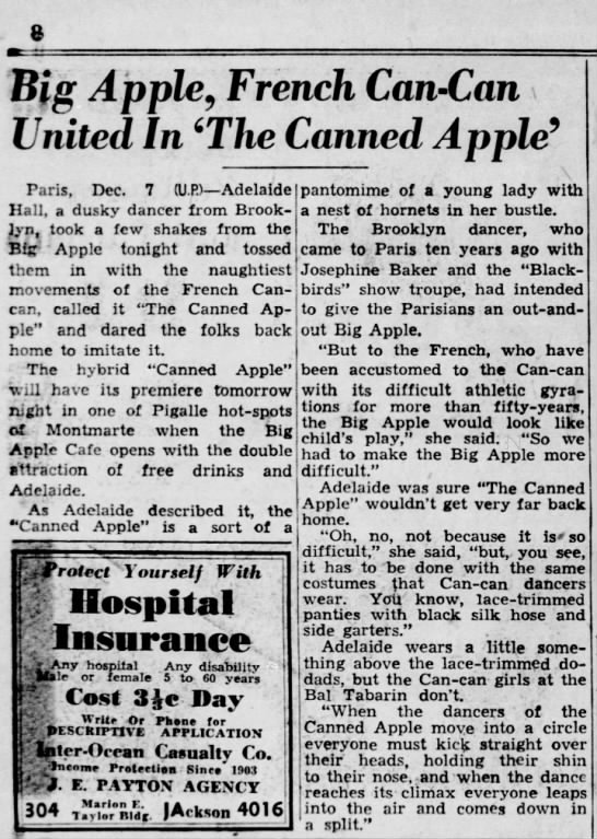 Canned Apple dance = Big Apple + Can-Can (1937). - 
