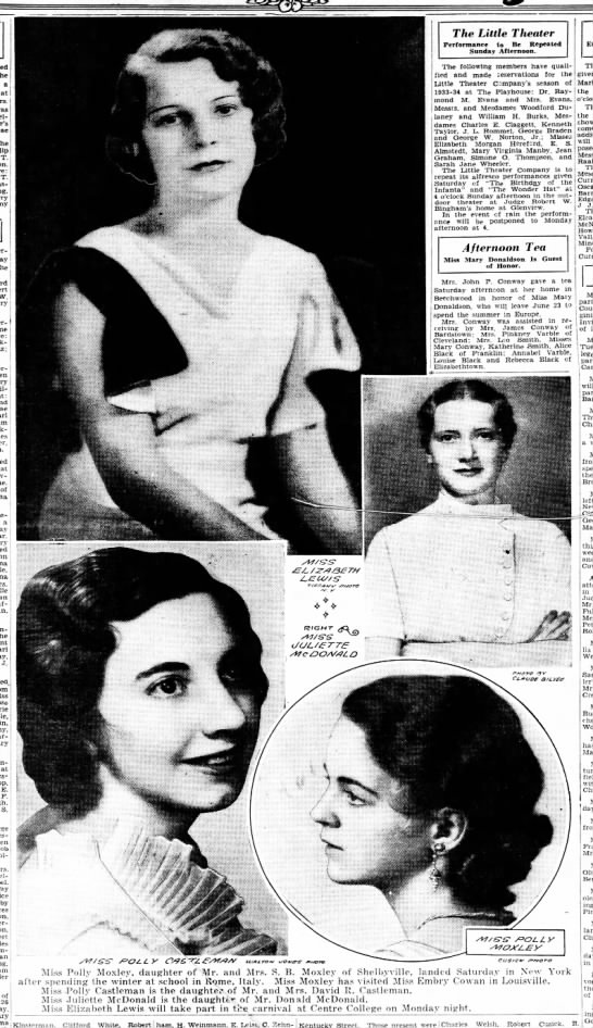 Photos of Louisville women, 1933 - 