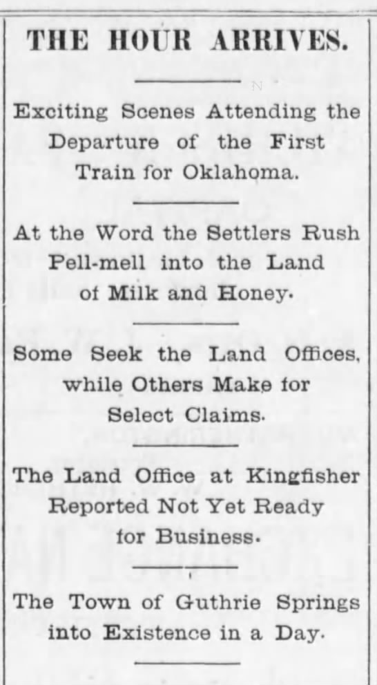 Oklahoma land rush begins - 