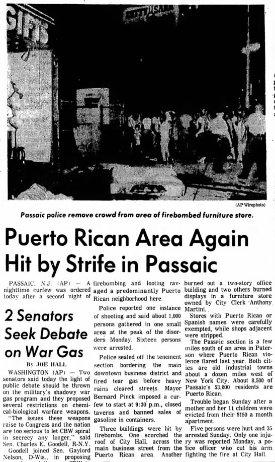 1969 Passaic, NJ Puerto Rican Riots - 