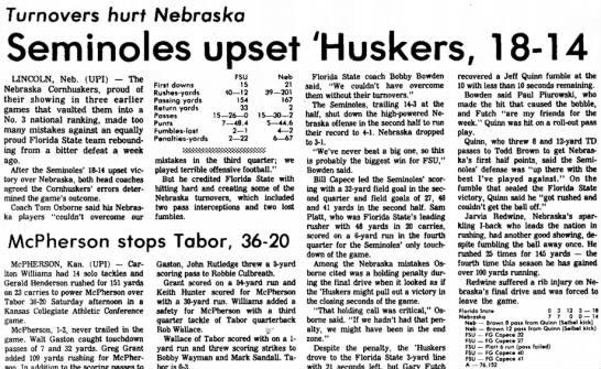 1980 Nebraska-Florida State football, UPI - 