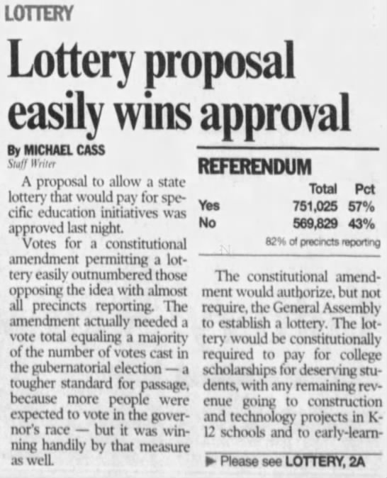 Lottery proposal easily wins approval - 
