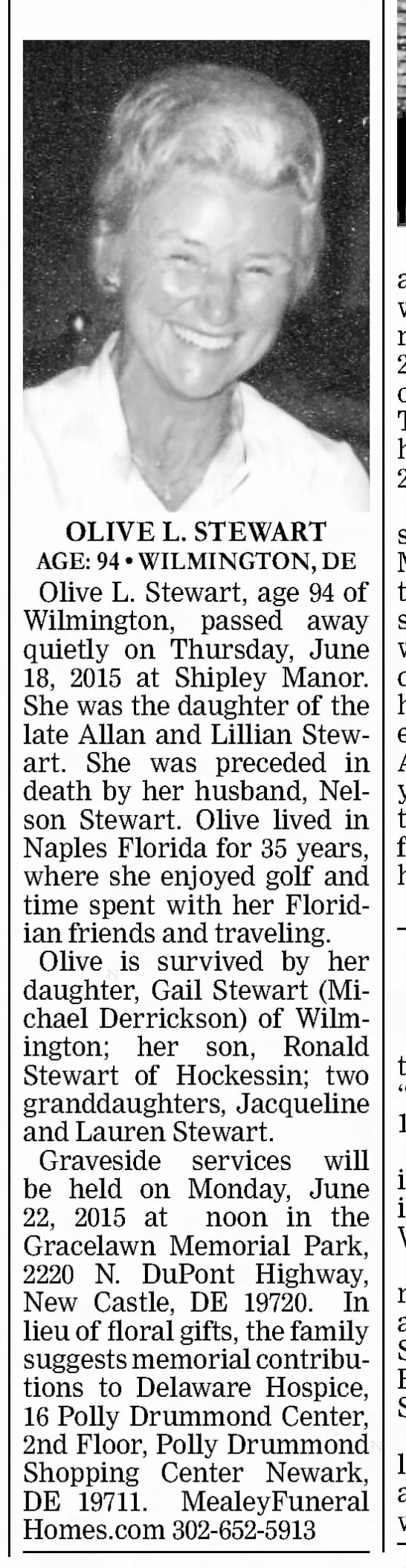 Olive Stewart obituary - 