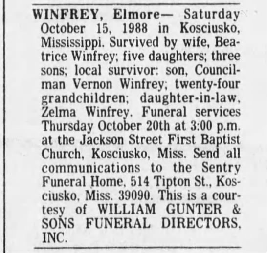 Obituary for Elmore WINFREY - 