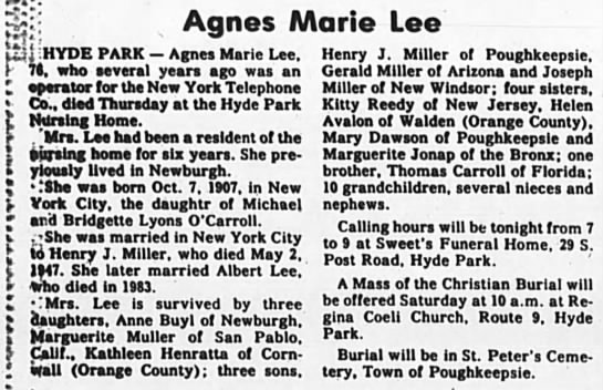 Obituary for Agnes Marie Lee (Aged 74) - 