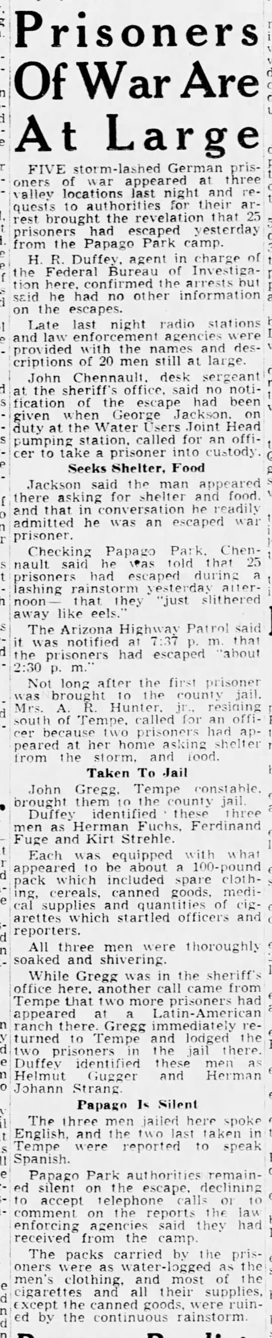 German POWs escape Arizona camp - 