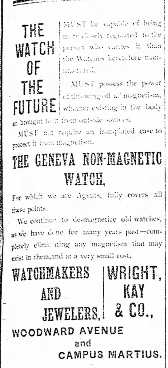 "The Watch of the Future" Geneva Non-Magnetic Watch Co. Ad - 
